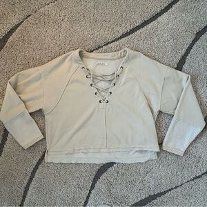 Free People we the free cropped lace-up sweatshirt